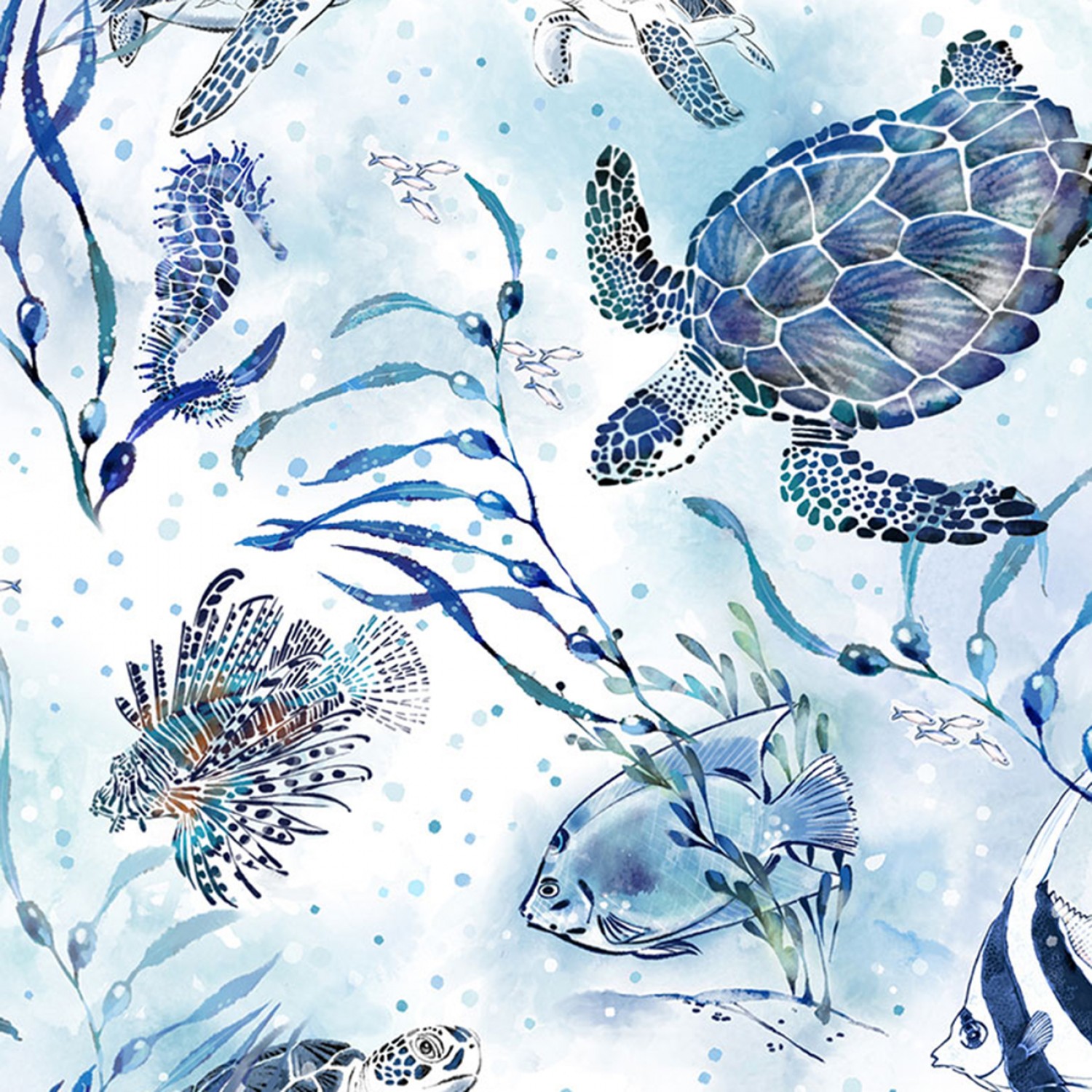 CD1298-BLUE Blue Ocean Blue Turtles