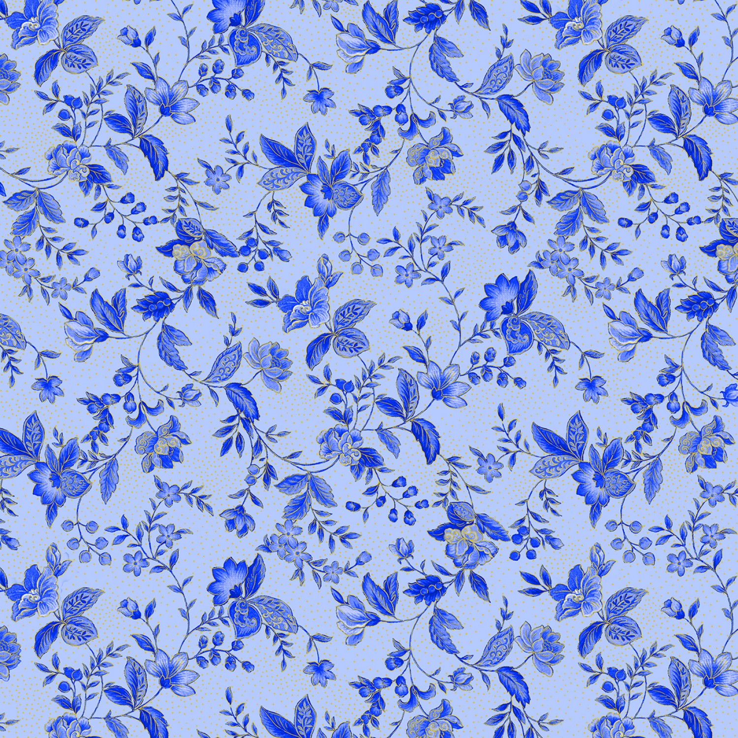 CM1003-BLUE Blue Sapphire Tossed Metallic Florals