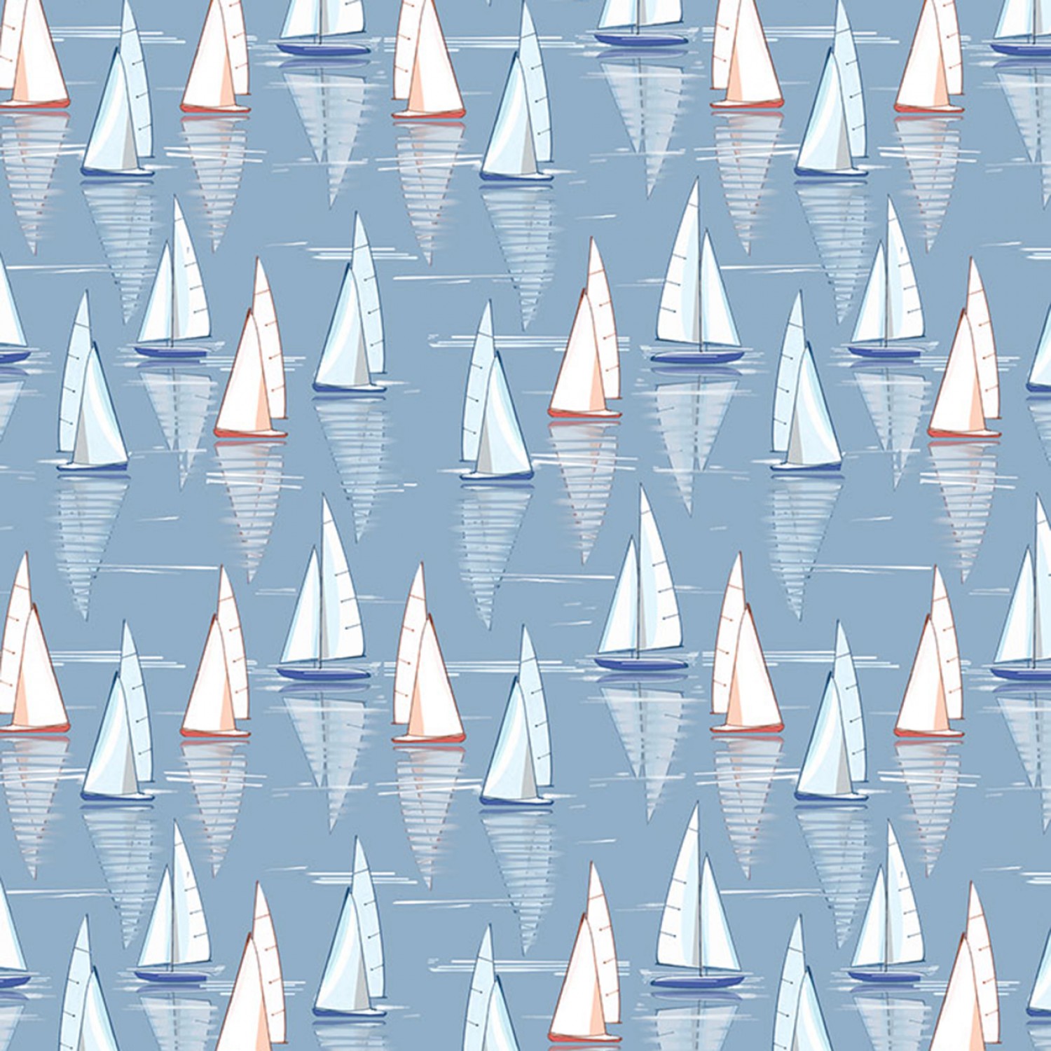 CD1295-BLUE Blue Ocean Blue Sailboats