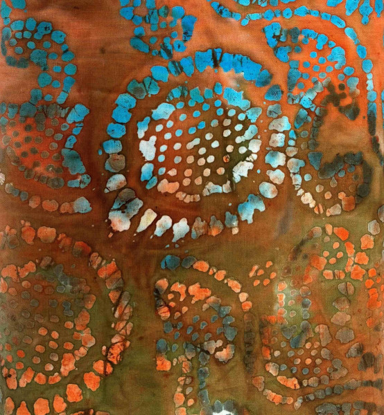 braun-orange-türkis gemusterte Batik