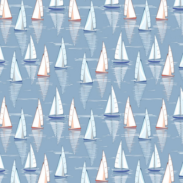 Blue Ocean Blue Sailboats