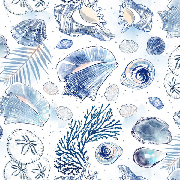 White Ocean Blue Shell